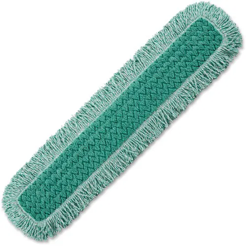 Rubbermaid Commercial, Dust Mop Refill, Hygen, 36" Microfiber, Fringed, Green, Hook-and-Loop Backing