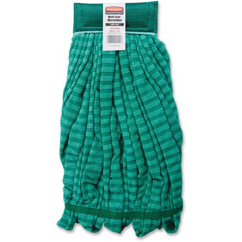 Rubbermaid Commercial Mop Head Refill, Medium, 5" Headband, Microfiber/PVC, Green, for Clamp-Style Gripper Wet Mop Handles, 6/CT