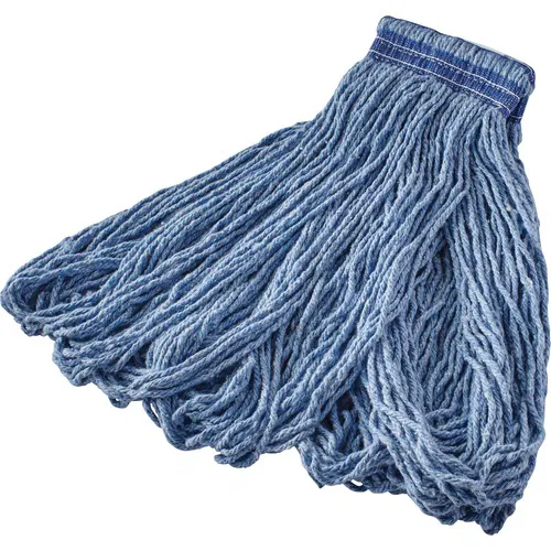 Rubbermaid Commercial Mop Head Refill, Universal Headband, 24 oz, Blue, Looped Ends, Launderable, for Side-Loading and Clamp Handles, 12/CT