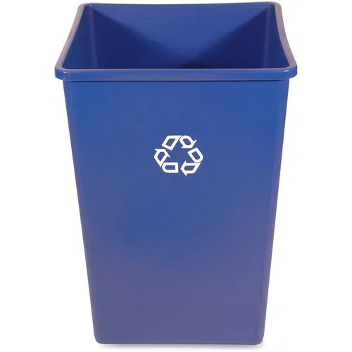 Rubbermaid Commercial Recycling Container, Untouchable, 35 gal Square, Weather-Resistant Resin, Blue, 19.5" x 19.5" x 27.6"