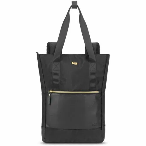 Solo Carrying Case, Parker Hybrid Tote/Backpack, for 15.6" Laptop, Polyester, Classic Black/Gold, 15" W x 4.5" D x 16" H