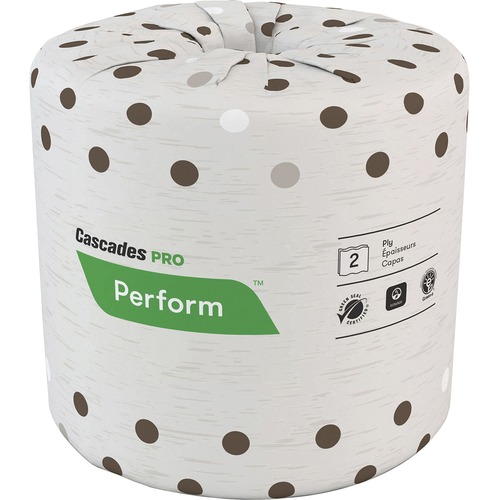 Cascades PRO PRO Perform Standard Toilet Paper - 2 Ply - 4.25" Width x 4" Length - 400 Sheets/Roll - 4.50" Roll Diameter - 1.64" Core - Latte - 80 / Carton