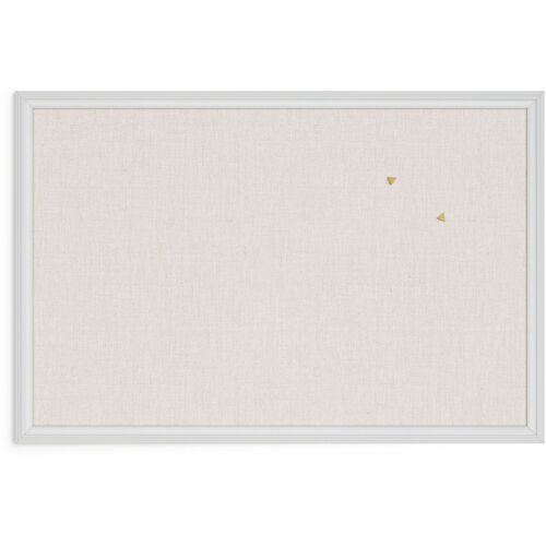 U Brands Bulletin Board, Wall-Mount, 30" W x 20" H, Linen Surface, Tan Cork, White Wood Frame, Self-Healing