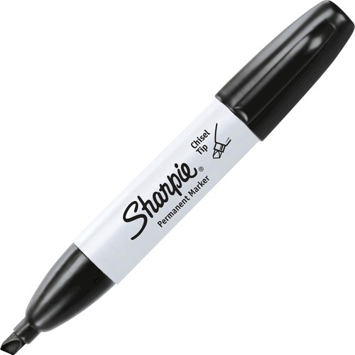 Sharpie Permanent Marker, Large Barrel, Chisel Tip, Black Ink, Quick-Drying, 36/CT