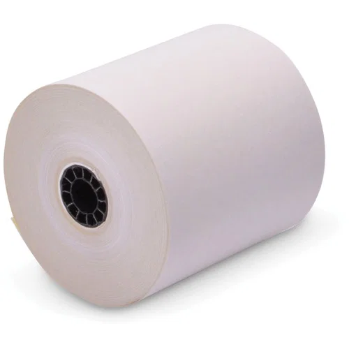 Iconex Carbonless Paper Rolls, 3" x 67 ft, Three-Ply, White/Yellow, for POS Machines, 50/CT