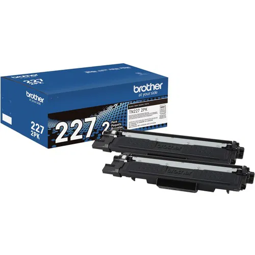 Brother TN227, Toner Cartridge, High-Yield Laser, Black, 3,000 Page Yield per Cartridge, 2/Box, for HL-L3210CW/HL-L3270CDW/MFC-L3750CDW
