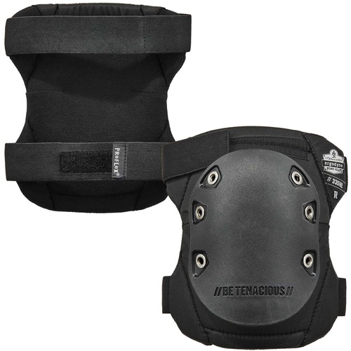 Ergodyne ProFlex 335HL Slip Resistant Rubber Cap Knee Pads - Recommended for: Construction, Maintenance, Carpentry, Masonry - Knee Protection - Hook & Loop Closure - Black - Slip Resistant, Washable, Abrasion Resistant, Puncture Resistant, Anti-odor - 2 /