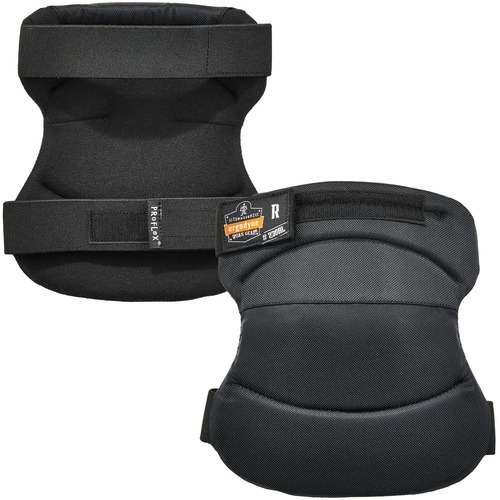 Ergodyne ProFlex 230HL Wide Soft Cap Knee Pads - Recommended for: Landscaping, Maintenance, Carpentry - Universal - Knee, Dust, Grime Protection - Hook & Loop Closure - Black - Abrasion Resistant, Comfortable, Durable, Light Duty, Anti-odor, Washable - 2