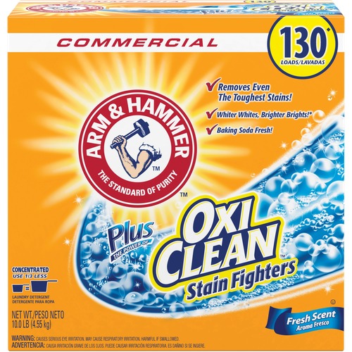 Arm and Hammer Laundry Detergent, Powder Plus OxiClean, 160 oz (10 lb), 130 Loads, Activated Baking Soda, Fade Resistant, Orange