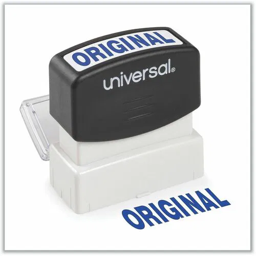 Universal Message Stamp, ORIGINAL, Pre-Inked One-Color, Blue - Message Stamp - ORIGINAL - 1.69" Impression Width - Blue - ABS Plastic - Recycled - 1 Each - TAA Compliant