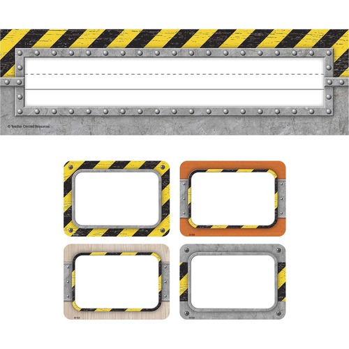 Teacher Created Resources, Nameplate/Tag, Under Construction, 11.5" x 0.5" x 3.5", Laminated, Multicolor, 72/Set
