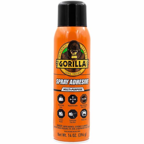 Gorilla Spray Adhesive, 14 oz, Clear, Permanent Bond, Moisture-Resistant, Photo-Safe