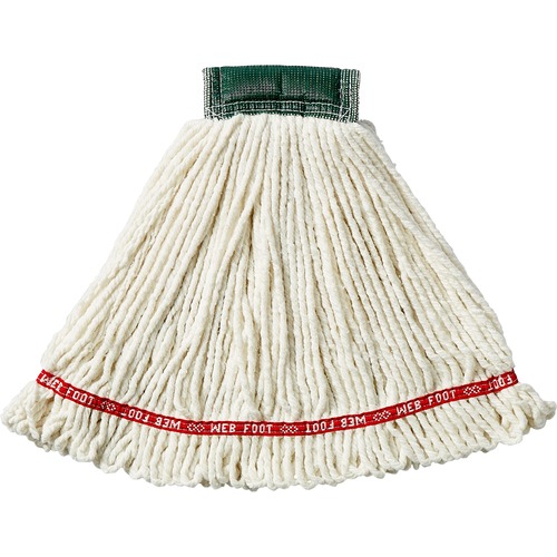 Rubbermaid Commercial, Mop Head Refill, Floor, Web Foot, Medium, 5" Headband, Shrinkless Antimicrobial, PVC-Coated, White, 6/CT