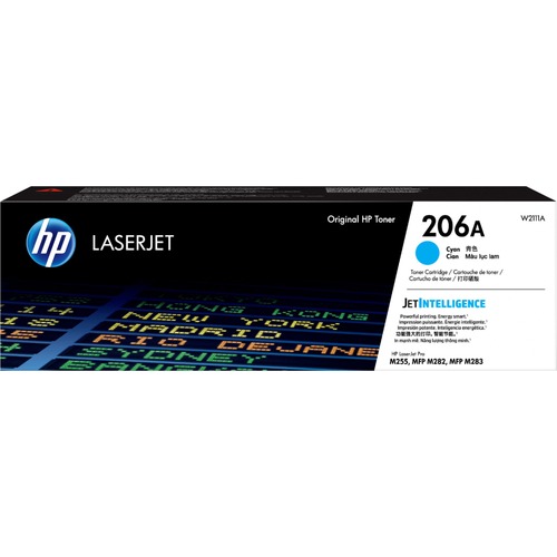 HP 206A (W2111A) Toner Cartridge, Cyan, 1,250 Page Yield, JetIntelligence, for HP Color LaserJet Pro M255dw/MFP M283fdw