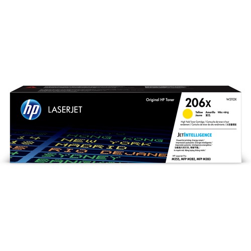 HP 206X (W2112X) Yellow Original LaserJet Toner Cartridge, 2,450 Page Yield, for HP Color LaserJet Pro M255dw, MFP M283fdw