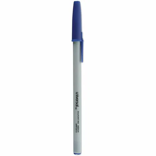 Universal Ballpoint Pen - 1 mm Medium Conical Pen Point - Blue Ink - Gray, Blue Barrel - 60 / Pack