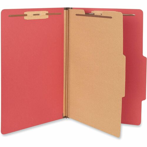 Universal 2/5 Tab Cut Legal Classification Folder - 8 1/2" x 14" - 2" Expansion - 4 Fastener - 2" Fastener Capacity - Top Tab Location - Right of Center Tab Position - 1 Divider - Ruby Red - 10 Box