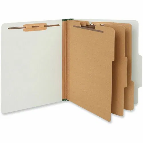 Universal Classification Folder, Letter 8.5" x 11", 3" Expansion, 8 Fasteners, 2" Capacity, 2/5 Tab, 3 Kraft Dividers, Gray, 10/BOX