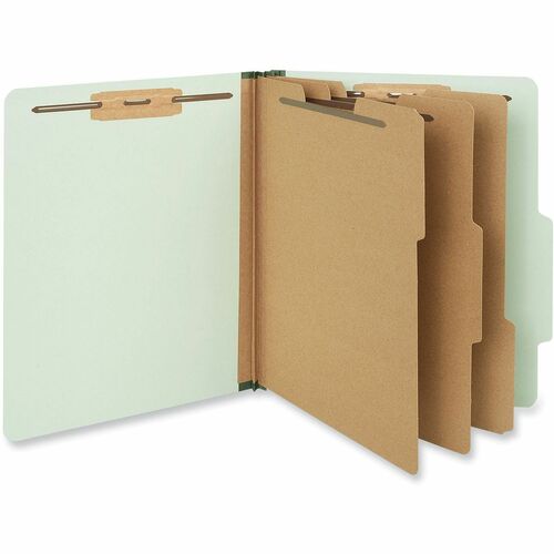 Universal 2/5 Tab Cut Letter Classification Folder - 8 1/2" x 11" - 3" Expansion - 8 Fastener - 2" Fastener Capacity - Top Tab Location - Right of Center Tab Position - 3 Divider - Gray, Green - 10 Box
