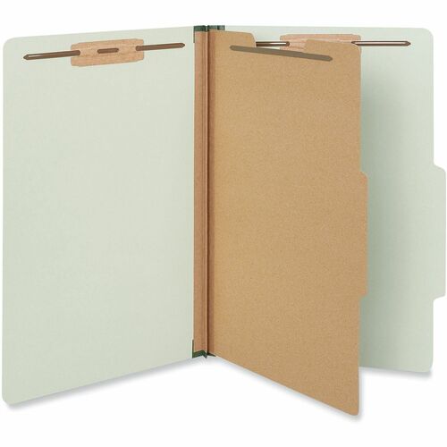 Universal Classification Folder, Legal 8.5" x 14", 2" Expansion, 4 Fasteners, 2/5-Tab Top Right-Center, Kraft Divider, Green, 10/Box