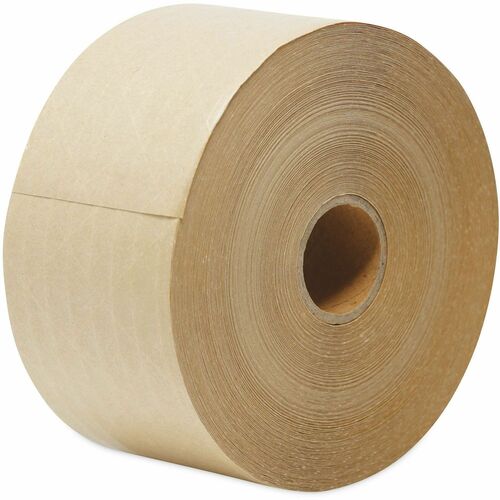 General Supply Packaging Tape, Water-Activated, 3" x 125 yd, 5 mil, 3" Core, Brown Kraft/Glass Fiber Backing, Writable Surface, 8/CT