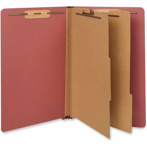 Universal Straight Tab Cut Legal Classification Folder - 8 1/2" x 14" - 2" Expansion - 6 Fastener - 2" Fastener Capacity - End Tab Location - 2 Divider - Red - 10 Box