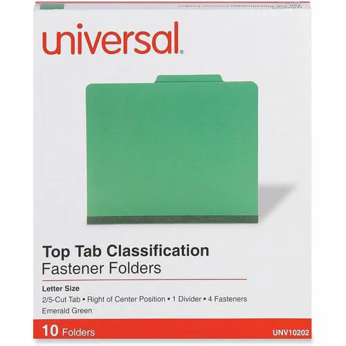 Universal Classification Folder, Letter 8.5" x 11", 2" Expansion, 4 Fasteners, 2" Capacity, Top Tab Right of Center (2/5), Divider 20 pt, 10/BOX