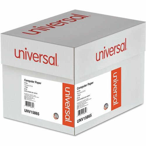 Universal Printout Paper, 1-Part, 20 lb Bond Weight, 14.88 x 11, White, 2,400/Carton - 92 Brightness - 20 lb Basis Weight - White - 2400 Sheets - 2400 / Carton
