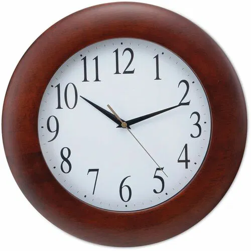 Universal Wall Clock - Analog - Quartz - White Main Dial - Cherry Case - Wood
