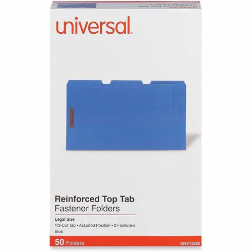 Universal Classification Folder, Legal 8.5" x 14", 3/4" Expansion, 2 Fasteners 2" Capacity, 1/3 Tab Cut, Assorted Top Tabs, Blue, 50/Box