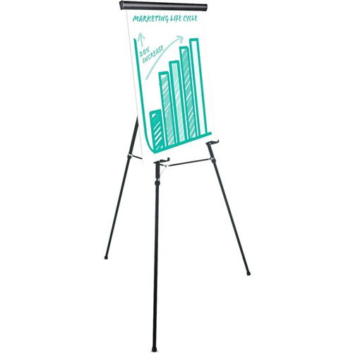 Universal Presentation Easel, Floor/Tabletop, 69" Height, 45 lb Capacity, Black Metal, Pad Retainer, Adjustable, Non-Skid Feet