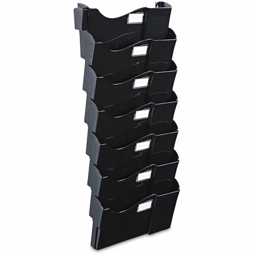 Universal Hanging Organizer, 7-Pocket, 16" W x 4.75" D x 38.25" H, Black Plastic, Letter/Legal, 7/PK