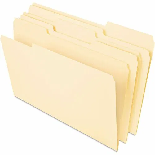 Universal 1/3 Tab Cut Letter Top Tab File Folder - 8 1/2" x 11" - 3/4" Expansion - Assorted Tab Position - 14 pt. - Manila - 50 Pack