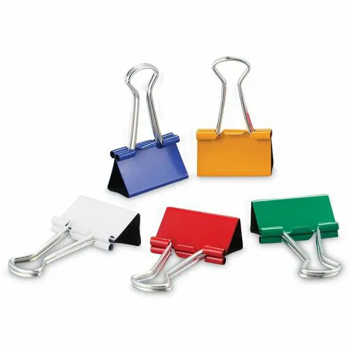 Universal Binder Clips with Storage Tub, Medium, Assorted Colors, 24/Pack - Medium - 1.3" Width - 0.63" Size Capacity - Assorted, Blue, Gold, Green, White, Red - Metal, Steel Wire - 24 / Pack