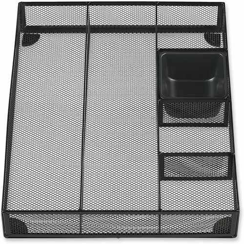 Universal Metal Mesh Drawer Organizer, Six Compartments, 15 x 11.88 x 2.5, Black - 6 Compartment(s) - 2.50" Height x 15" Width x 11.88" Depth - Black - Metal Mesh - 1 Each