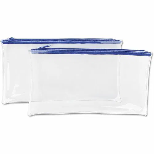 Universal Carrying Case (Wallet) Cash - Blue, Clear - Plastic, Polyethylene Body - 6" Height x 11" Width - 2 / Pack