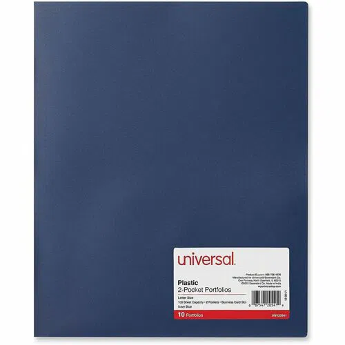 Universal Pocket Folder - 11" x 8 1/2" - 100 Sheets Capacity - 2 Pocket - 10 Pack