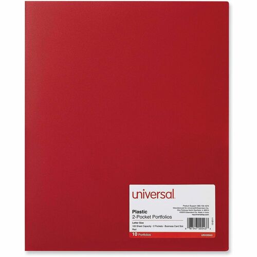 Universal Pocket Folder - 11" x 8 1/2" - 100 Sheets Capacity - 2 Pocket(s) - 10 Pack