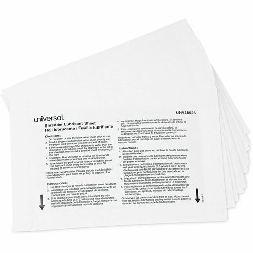 Universal Shredder Lubricant Sheet - Easy to Use, No-mess