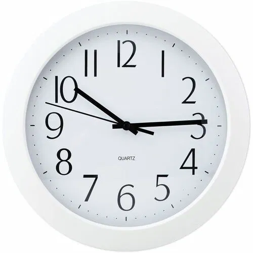Universal Wall Clock - Analog - Quartz - White Main Dial - White Case - Plastic - Modern Style
