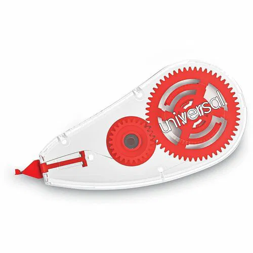 Universal Correction Tape - 0.20" Tape Width x 26.25 ft Tape Length - 1 Line(s) - White Tape - Clear, Red Dispenser - Comfortable, Non-refillable, Easy to Use, Film-based - Plastic, Film - 10 / Pack