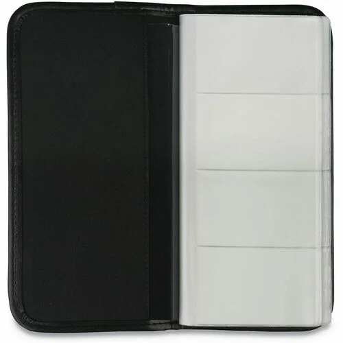 Universal Business Card Holder - Support 3.50" x 2" Media - 10.1" Height x 4.8" Width x 10.2" Depth - Vinyl - Black - 1 Each