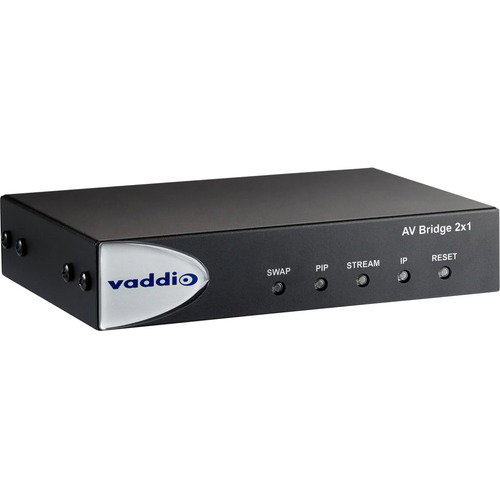 Vaddio AV Bridge 2x1 Video and Audio Mixer for Video Conferencing - Black - Functions: Video Capturing, Video Streaming, Video Mixing - 1920 x 1080 - Network (RJ-45) - USB - Rack-mountable - TAA Compliant