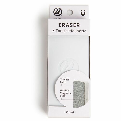 U Brands Magnetic Eraser - White - Rectangle - Felt - 1 Each - Magnetic, Contoured