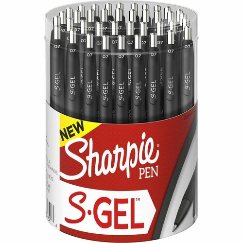 Sharpie, Gel Pen, S-Gel, 0.7 mm Medium, Black Gel Ink, Retractable, Refillable, Contoured Rubber Grip, 36/Box
