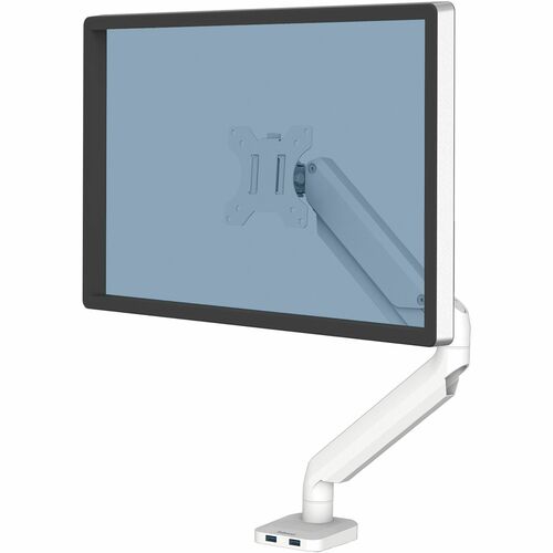 Fellowes Platinum Monitor Arm, Single-Display, Height Adjustable, Up to 17.6 lb, Clamp/Grommet Mount, Usb Charging, Vesa 75x75/100x100