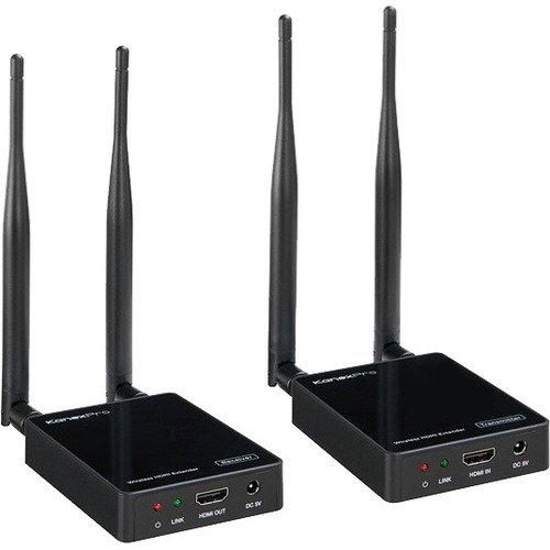 KanexPro Wireless 5G HDMI Extender 1080p Full HD 330ft 100M Dual Antenna Long Range Kit - 1 Input Device - 1 Output Device - 330 ft Range - 1 x HDMI In - 1 x HDMI Out - Full HD - 1920 x 1080 - Wireless LAN