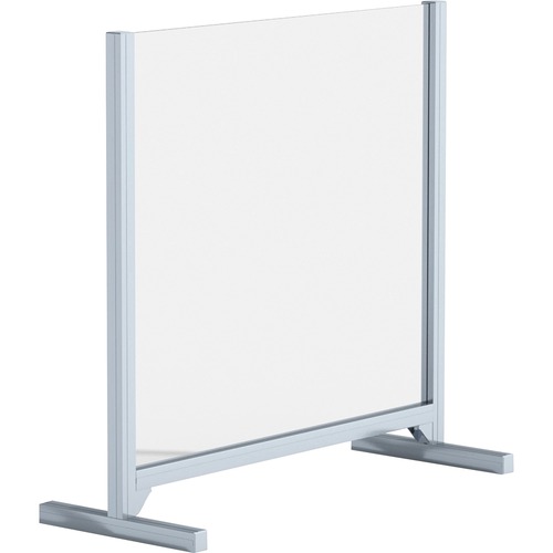 Lorell Sneeze Guard, Countertop/Tabletop, 30" W x 29-41" H, 1/4" Tempered Glass, Aluminum Frame, Clear