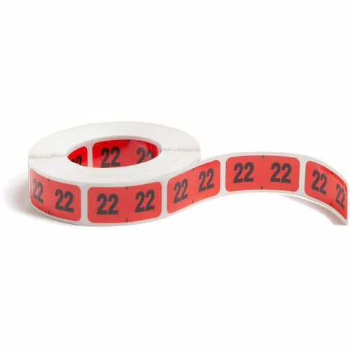 Smead Color-Coded Year Labels, ETYJ, 2022, 1.5" x 0.75", Red, Laminated, for Jeter 9000 Series, 500/Roll