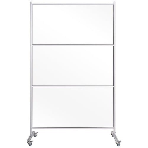 MasterVision Mobile Glass Panel Divider, 50 in W x 22 in D x 80.3 in H, Aluminum Frame, Casters, Dry-Erase